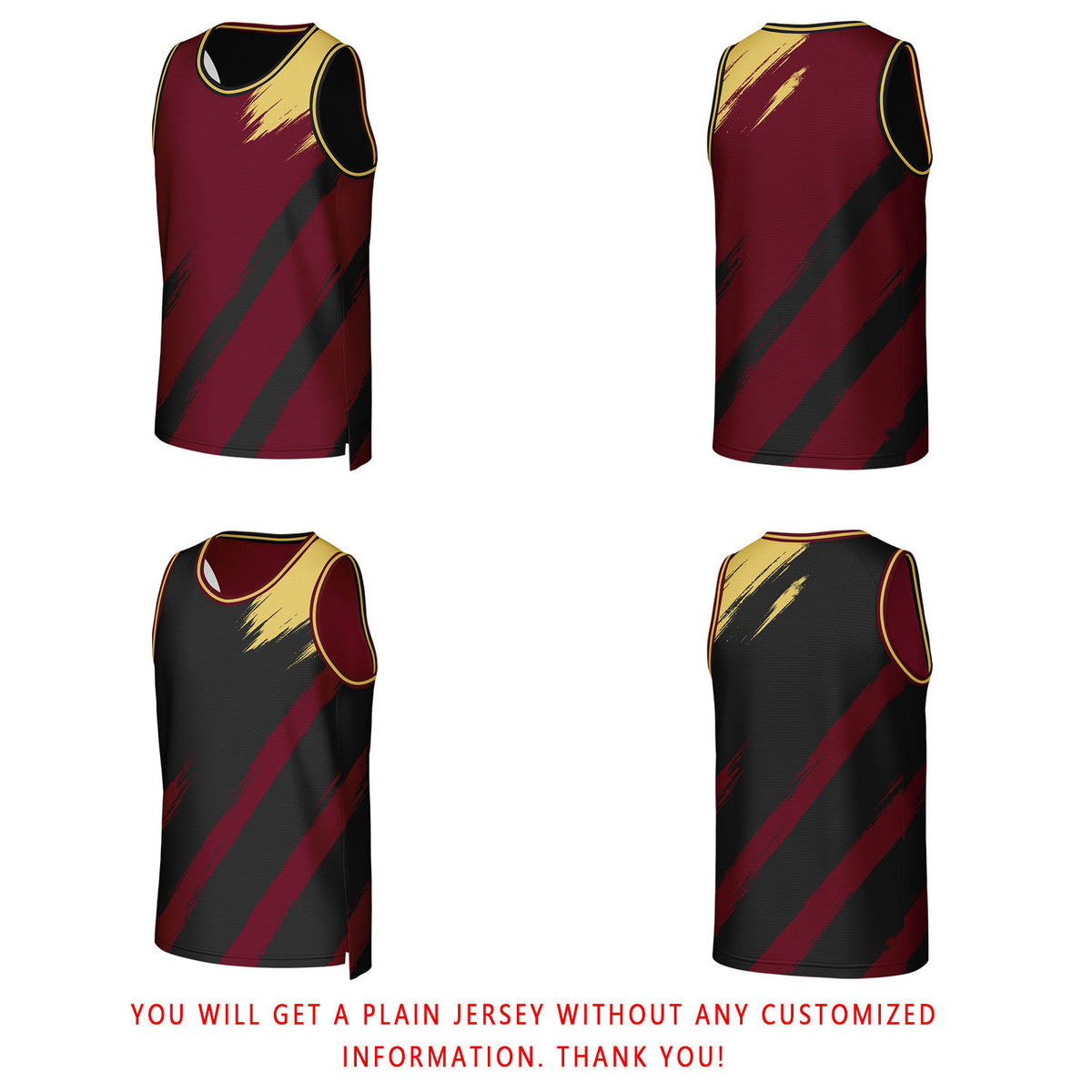 Custom Maroon & Gold Brush Stroke Reversible Basketball Jersey | Personalized Team Uniforms for Adult & Youth