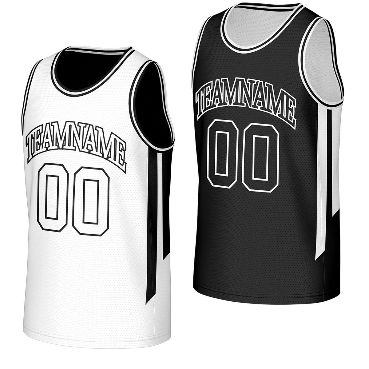 custom youth team jerseys white black reversible by Vosoli, personalized team name, number &amp; logo, breathable mesh dual sided basketball jersey for youth team games