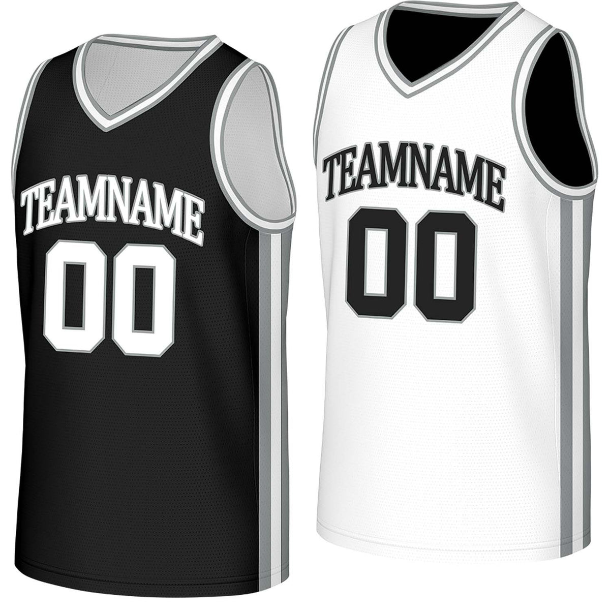 Custom black &amp; white reversible basketball jersey by Vosoli | Personalized team name, number &amp; logo | Breathable mesh reversible sport jersey