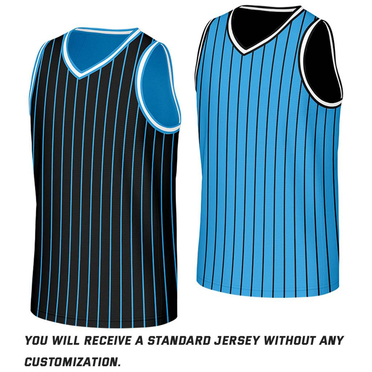 Custom Black & Light Blue Pinstripe Reversible Basketball Jersey | Personalized Name Number Mesh Sports Jersey