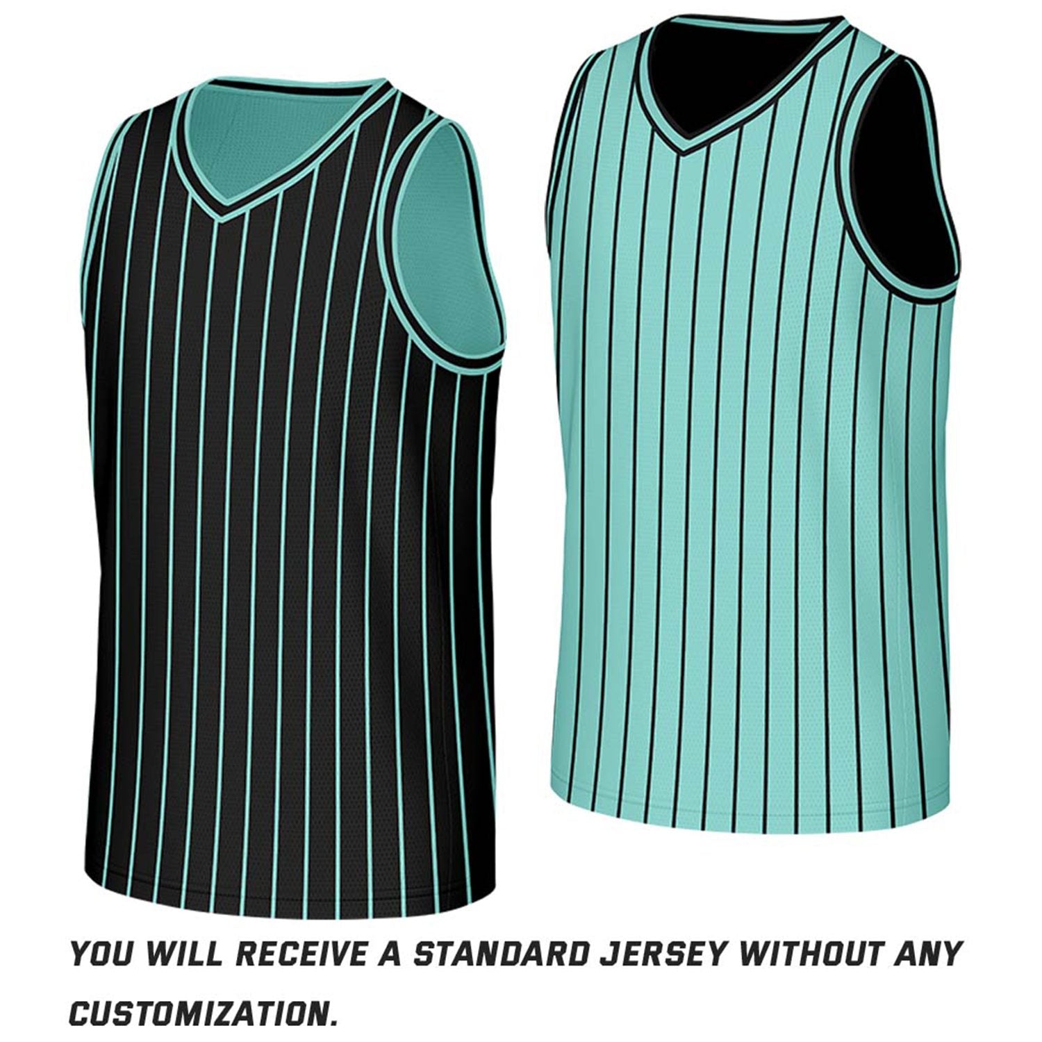 Custom Black & Mint Pinstripe Reversible Basketball Jersey | Personalized Name Number Mesh Sports Jersey