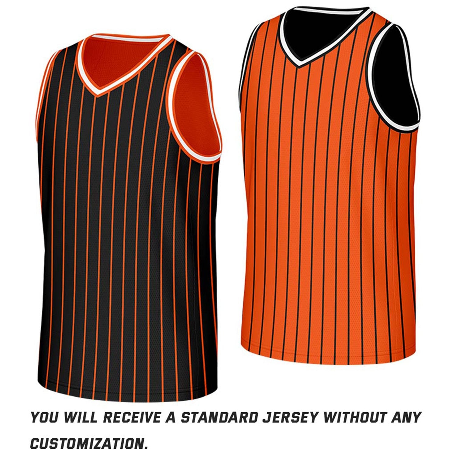 Custom Black & Orange Pinstripe Reversible Basketball Jersey | Personalized Name Number Mesh Sports Jersey