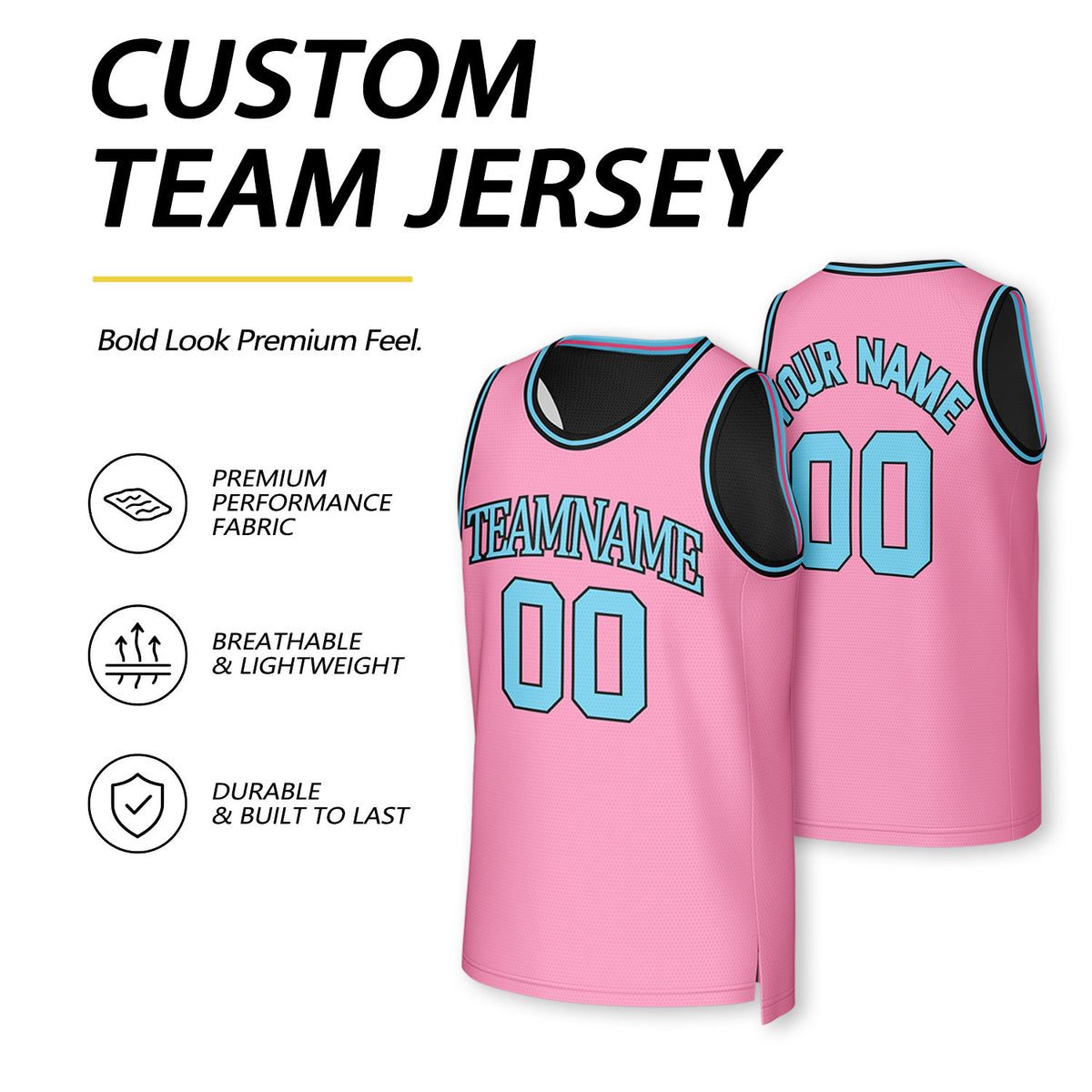 Custom Black & Pink Reversible Basketball Jersey | Personalized Team Uniform Top