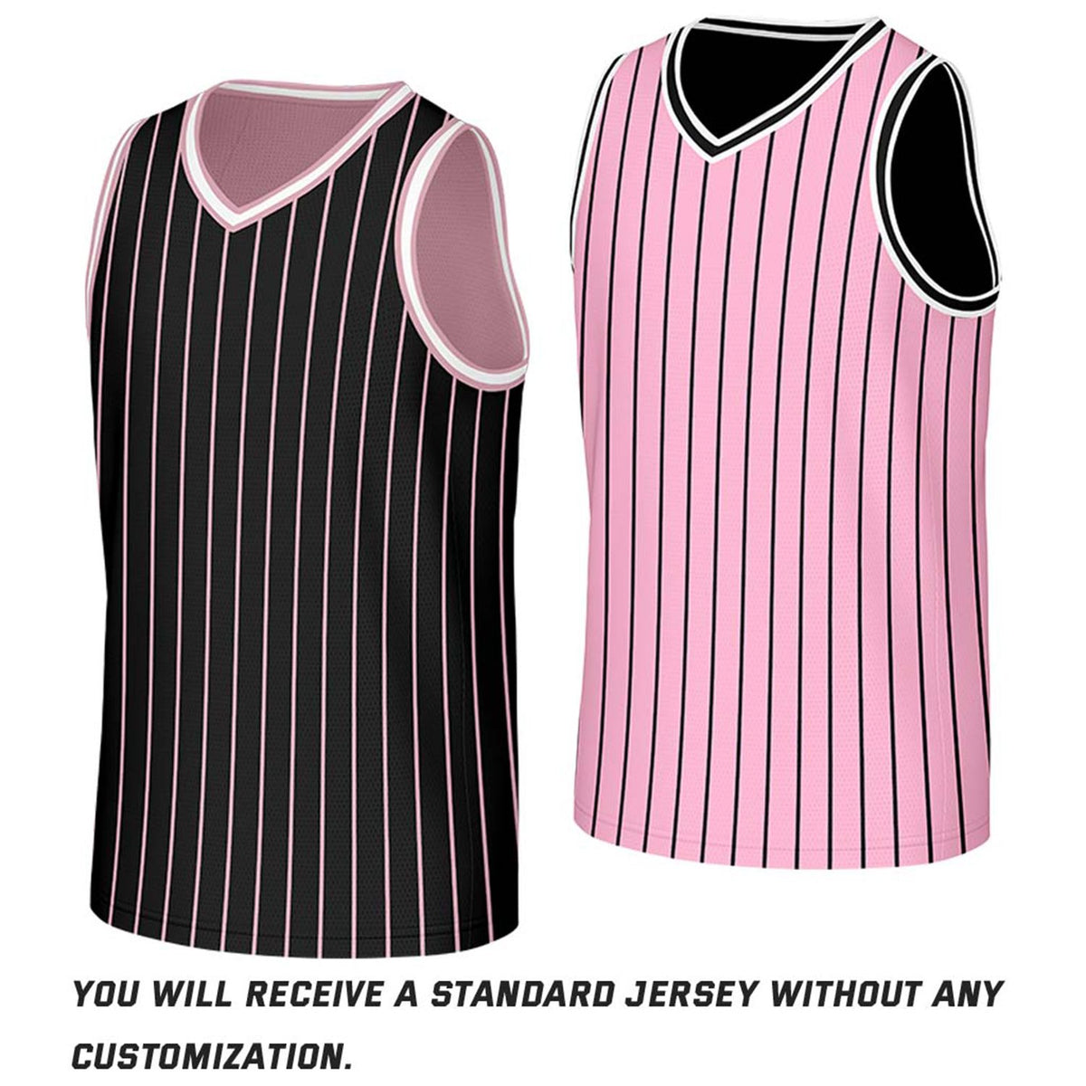 Custom Black & Pink Pinstripe Reversible Basketball Jersey | Personalized Name Number Mesh Sports Jersey