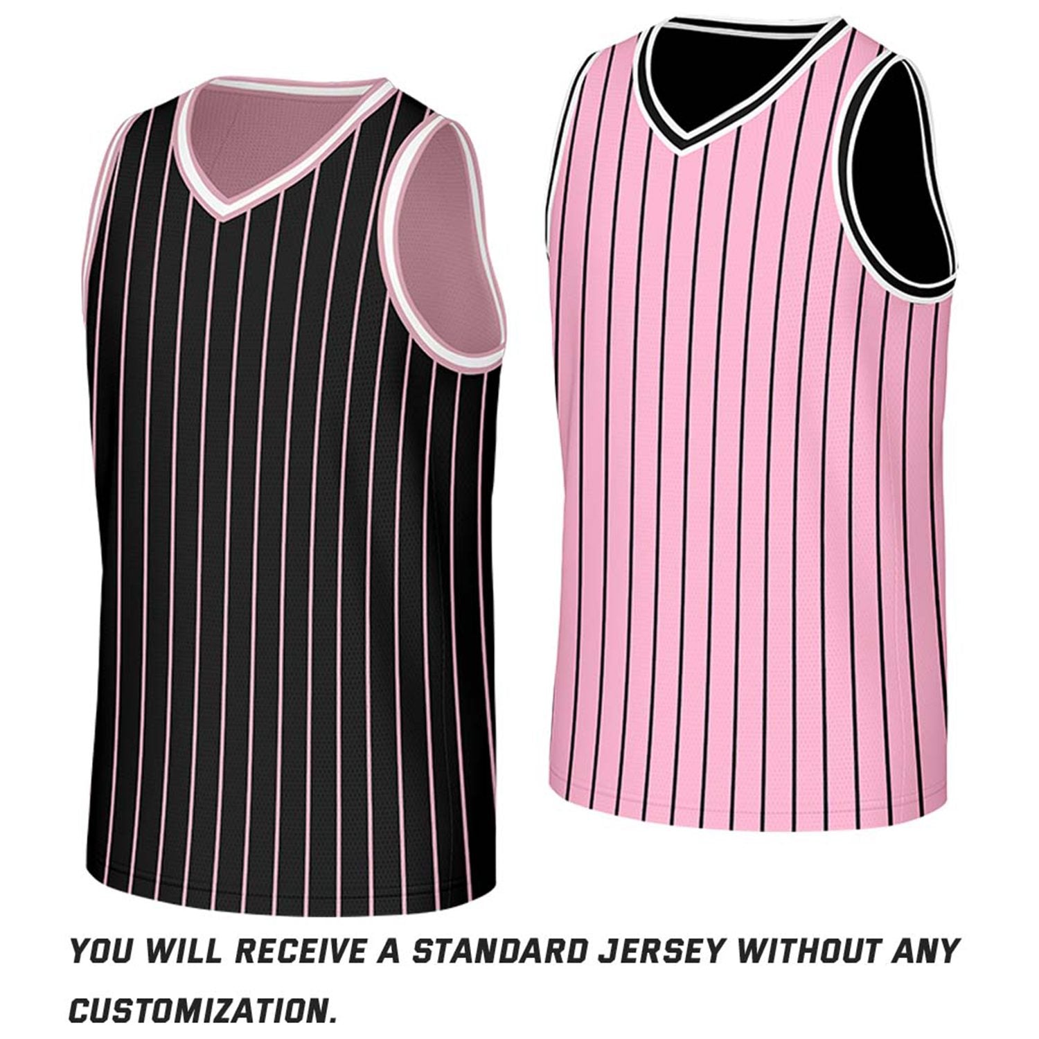 Custom Black & Pink Pinstripe Reversible Basketball Jersey | Personalized Name Number Mesh Sports Jersey