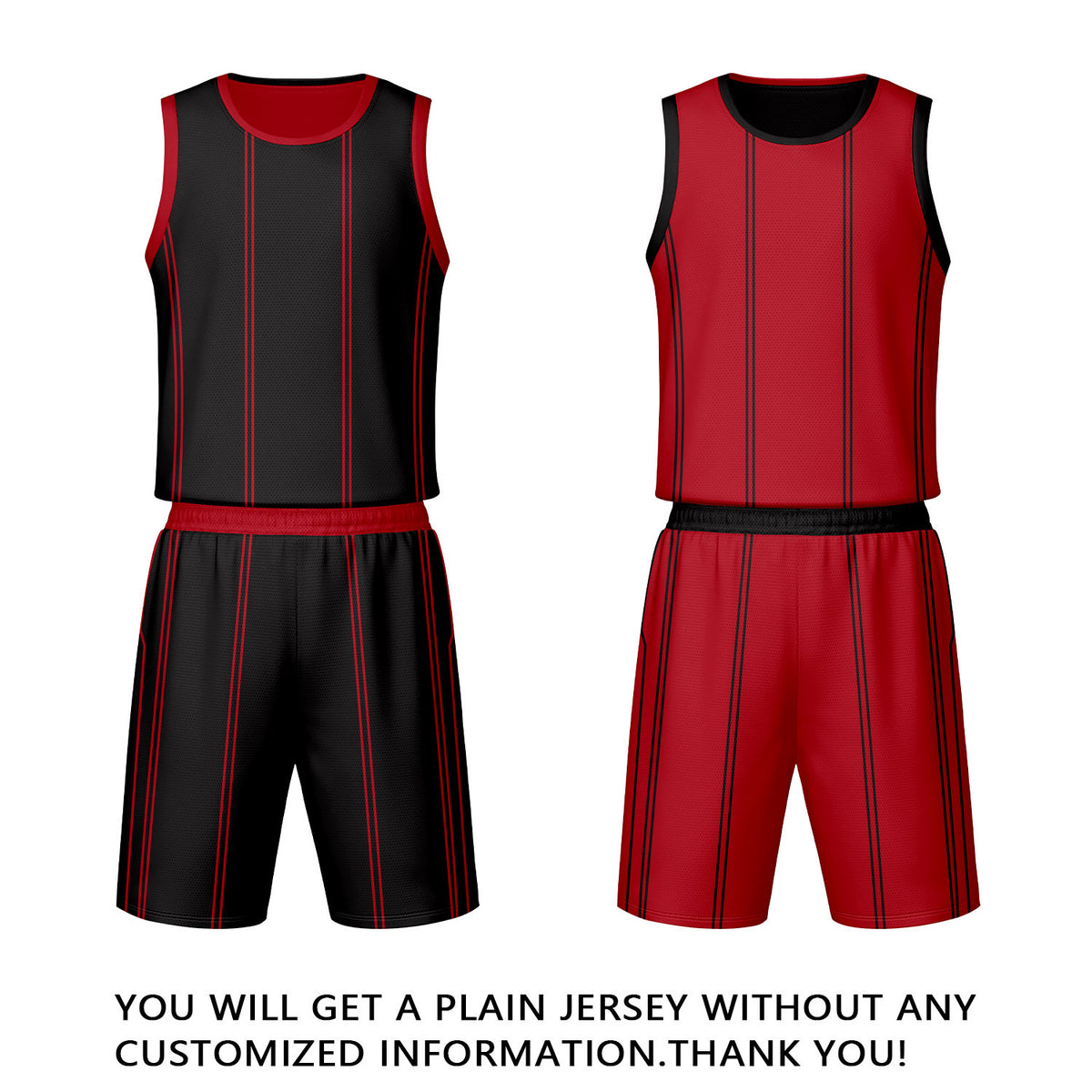 Custom Black Red Reversible Basketball Jersey Set | Personalized Name Number Mesh Sports Uniform