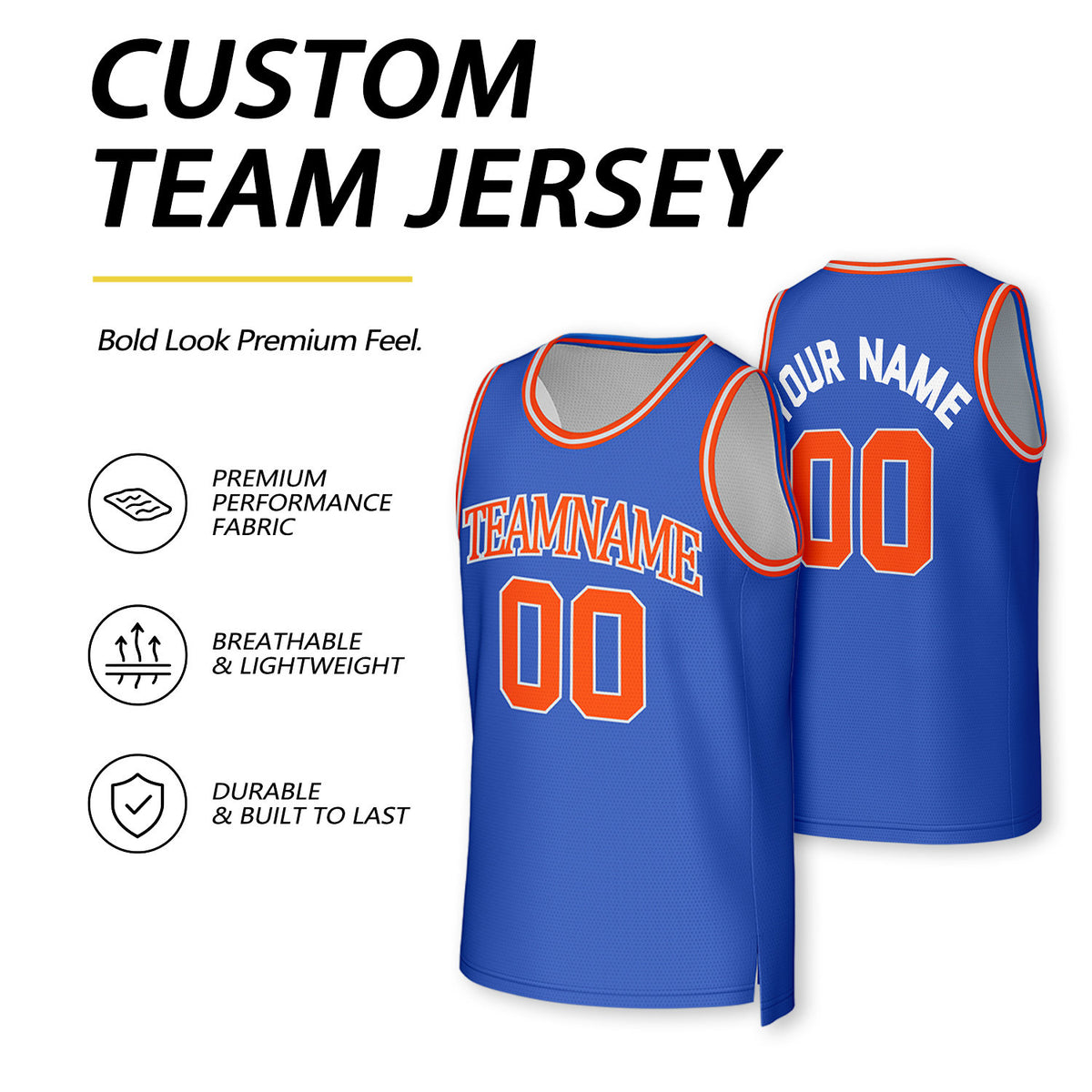 Custom Blue & White Reversible Basketball Jersey | Personalized Team Uniform Top