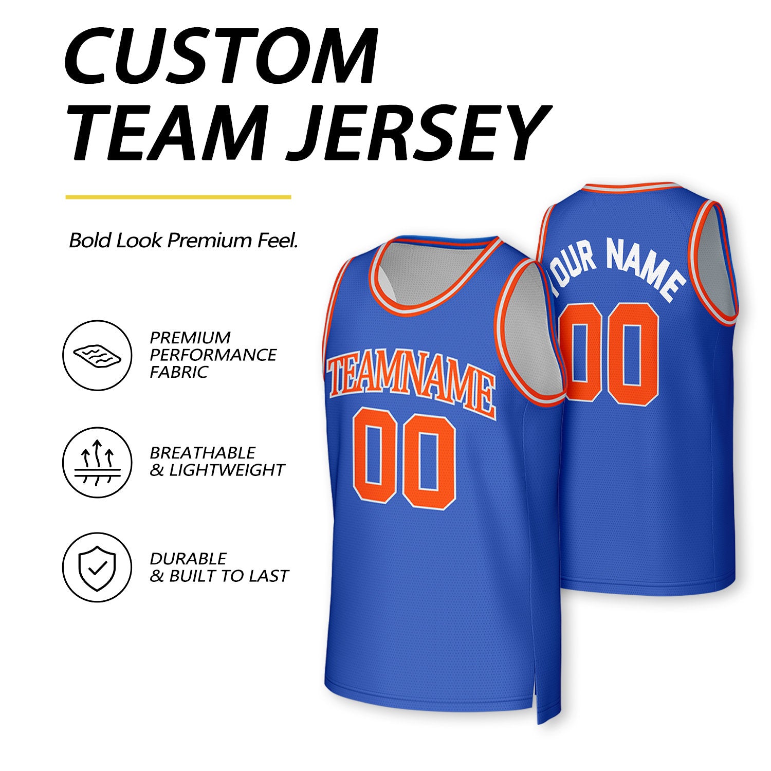 Custom Blue & White Reversible Basketball Jersey | Personalized Team Uniform Top