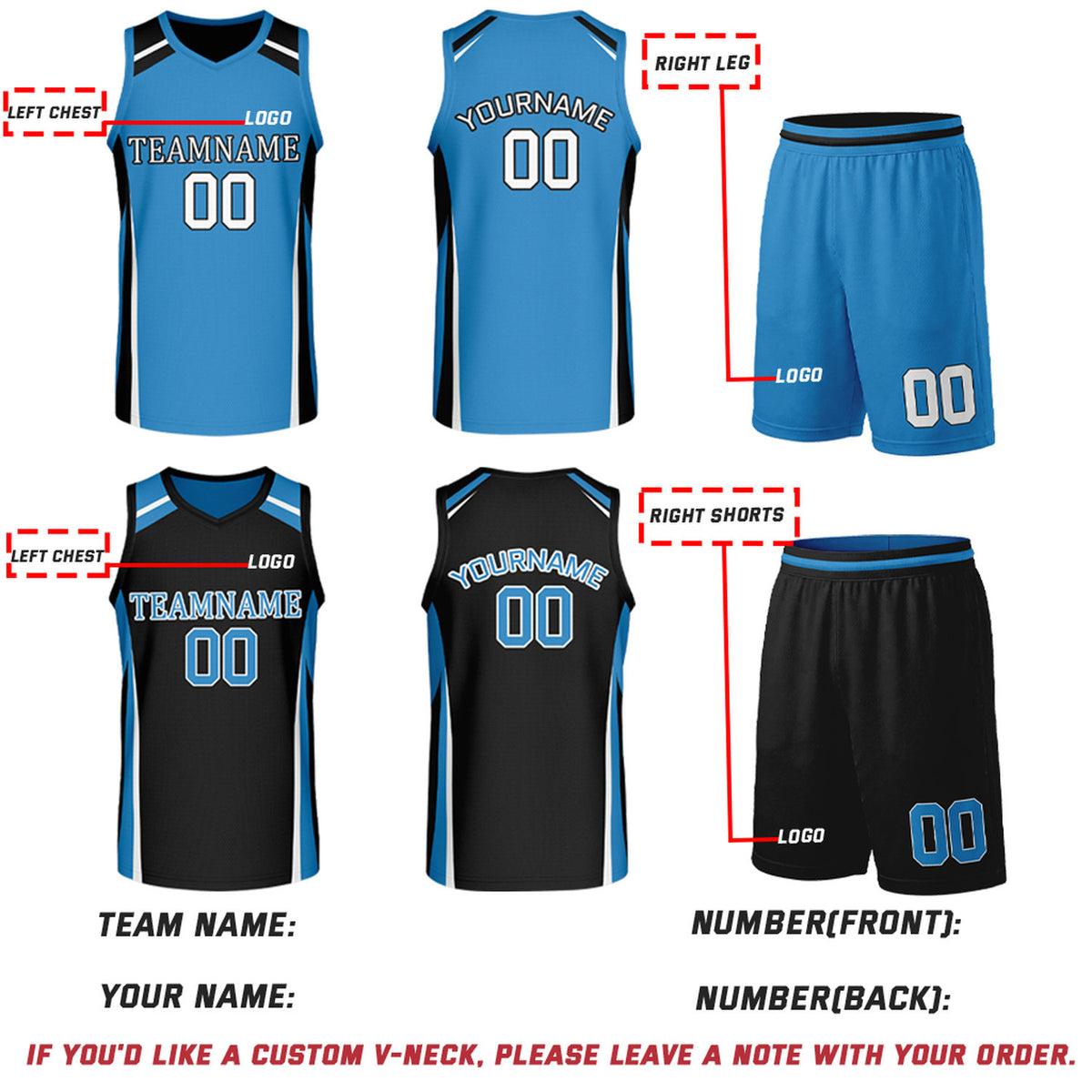 Custom Cyan & Black Reversible Basketball Jerseys | Personalized Team Uniforms Set for Men Women