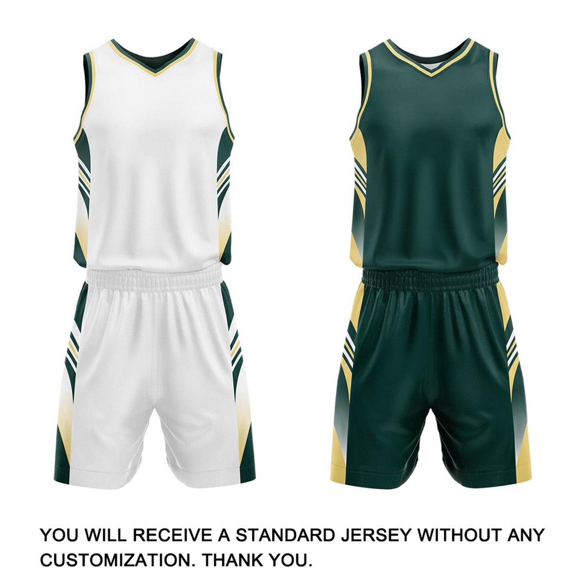 Custom Dark Green & White Reversible Basketball Uniform Set | Personalized Team Jersey Kit