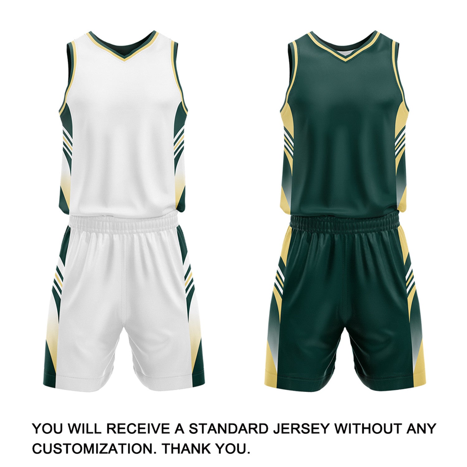 Custom Dark Green & White Reversible Basketball Uniform Set | Personalized Team Jersey Kit