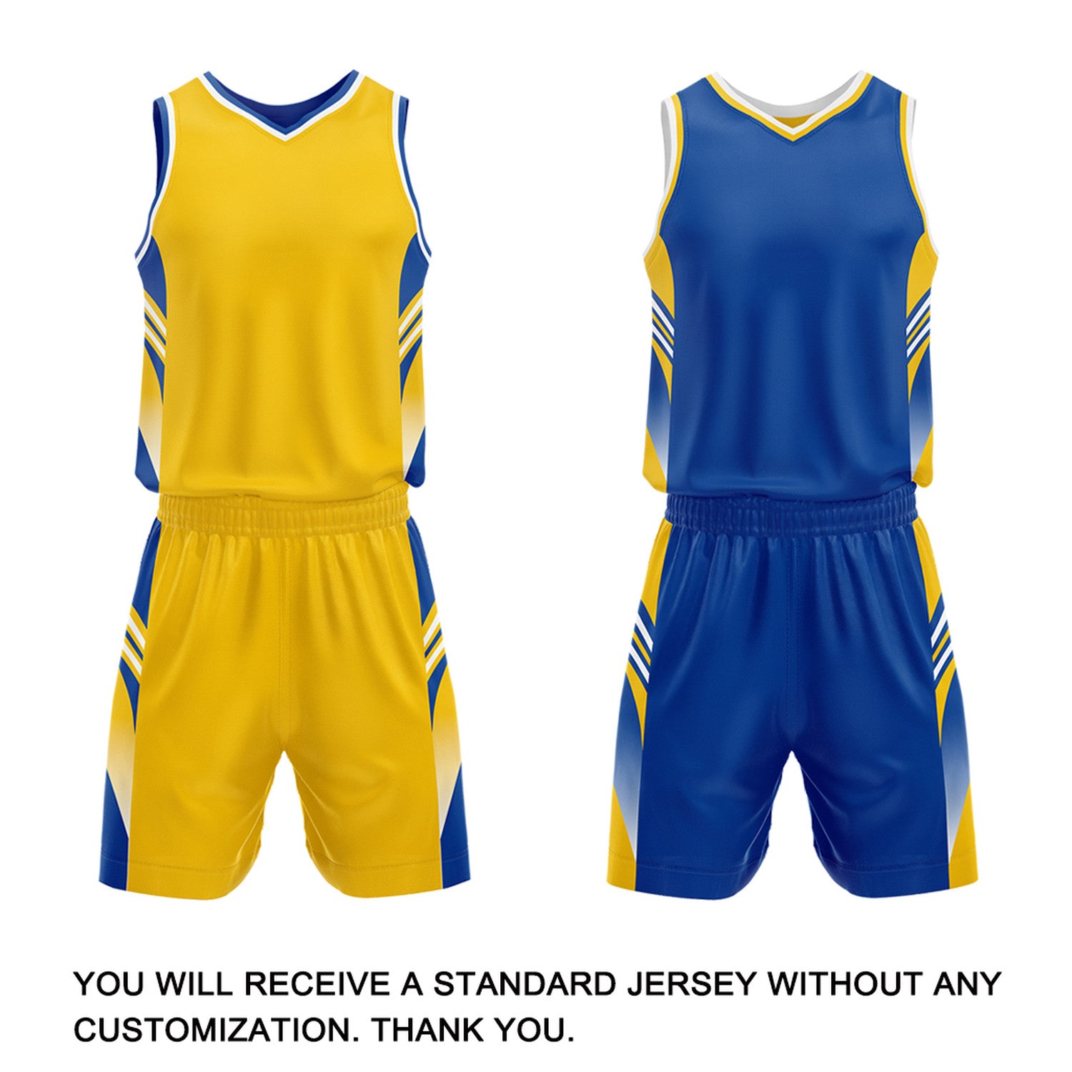 Custom Gold & Royal Blue Reversible Basketball Uniform Set | Personalized Team Jersey Kit