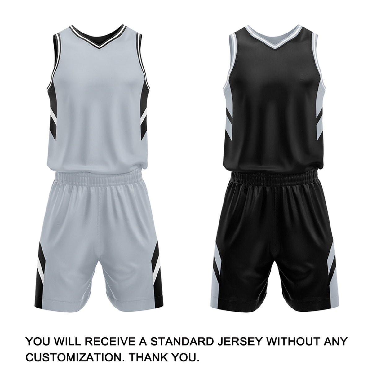 Custom Grey & Black Reversible Mesh Basketball Uniform Set, Personalized Printed Name Number Jersey & Shorts for Adult & Youth