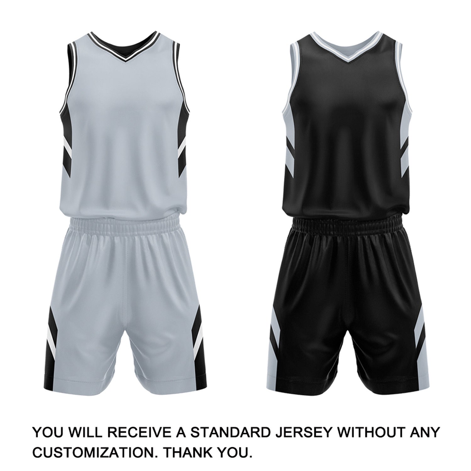 Custom Grey & Black Reversible Mesh Basketball Uniform Set, Personalized Printed Name Number Jersey & Shorts for Adult & Youth