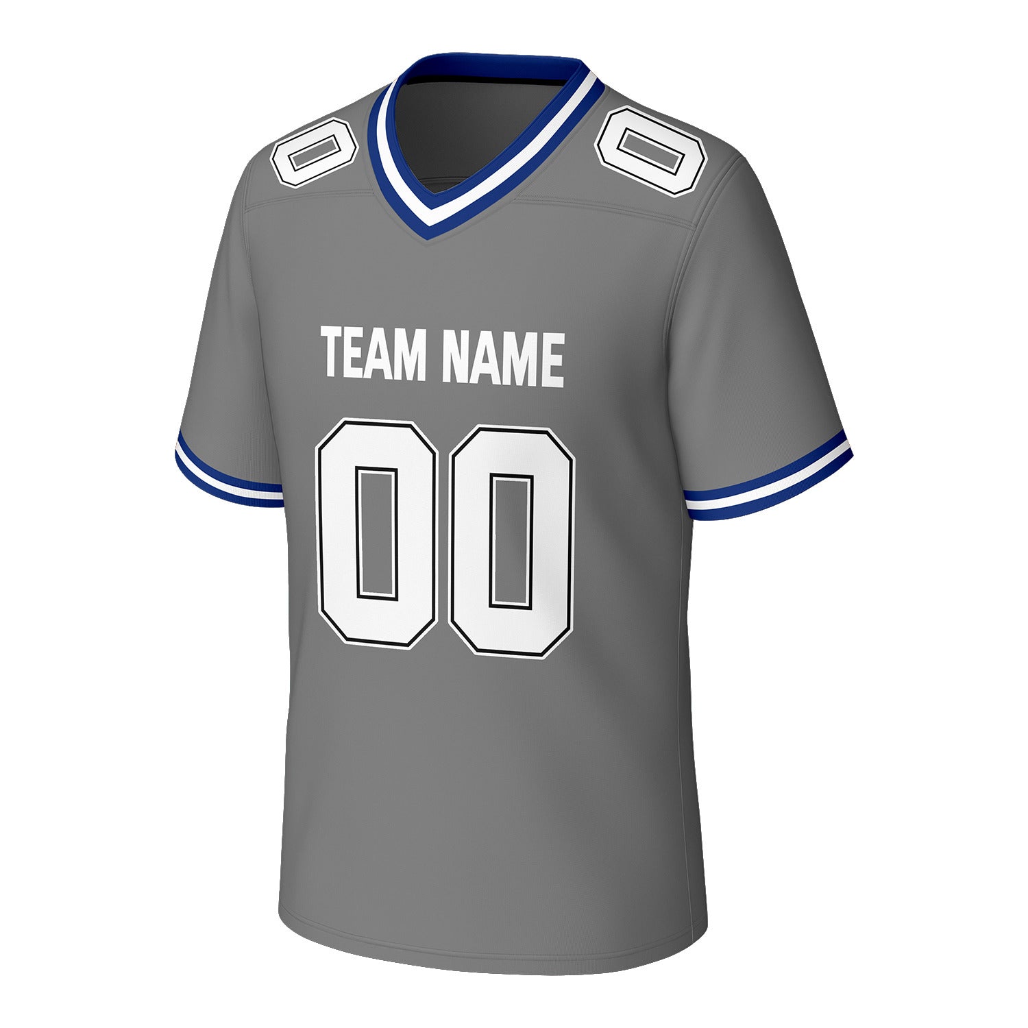 Custom Grey & Blue Football Jersey | Personalized Football Team Uniform Top