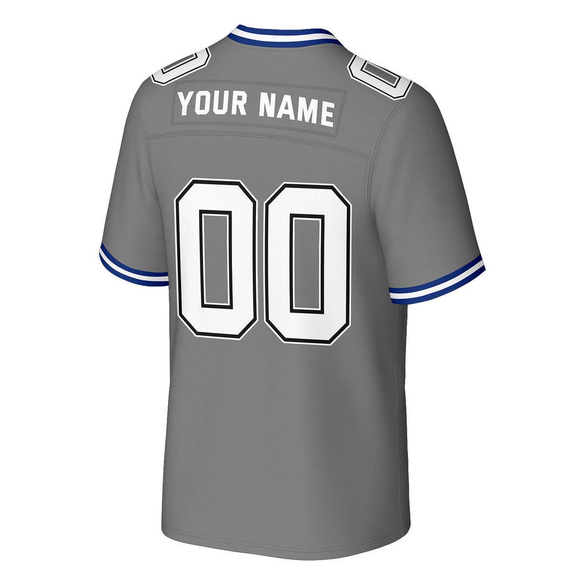 Custom Grey & Blue Football Jersey | Personalized Football Team Uniform Top