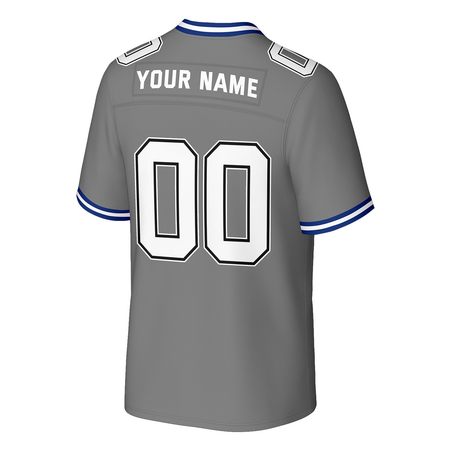 Custom Grey & Blue Football Jersey | Personalized Football Team Uniform Top