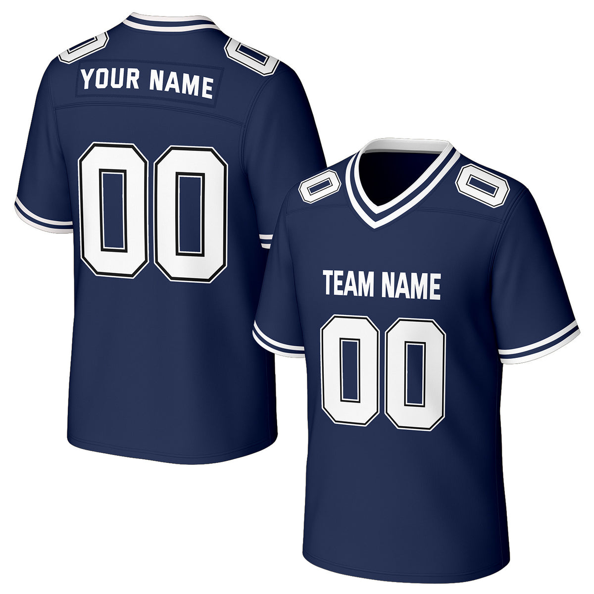 Custom Navy &amp; White Football Jersey | Personalized Football Team Uniform Top
