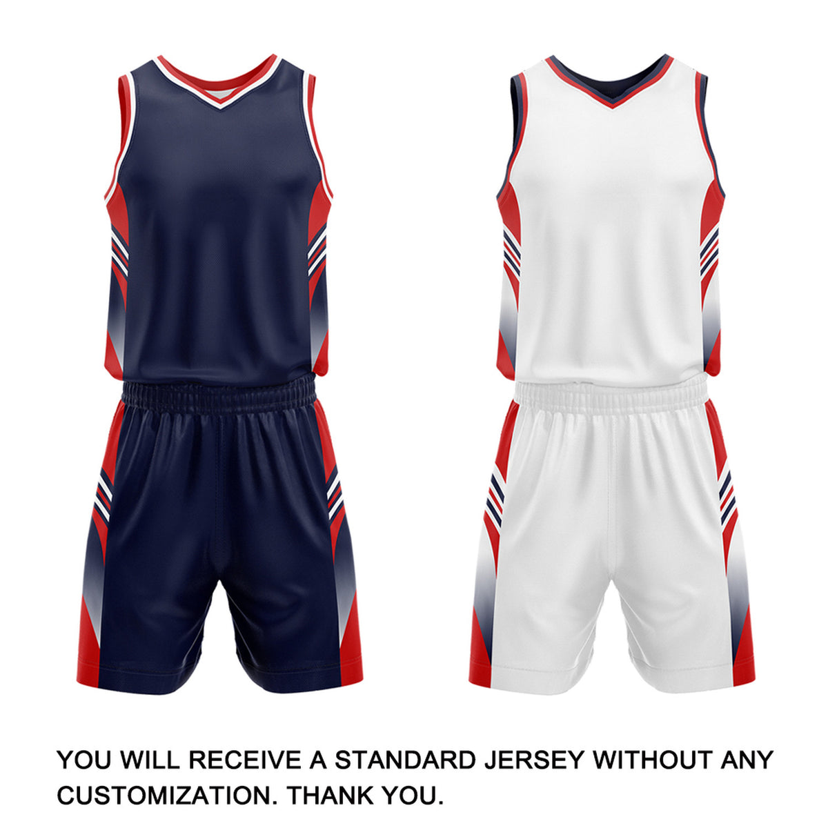 Custom Navy & White Reversible Basketball Uniform Set | Personalized Team Jersey Kit