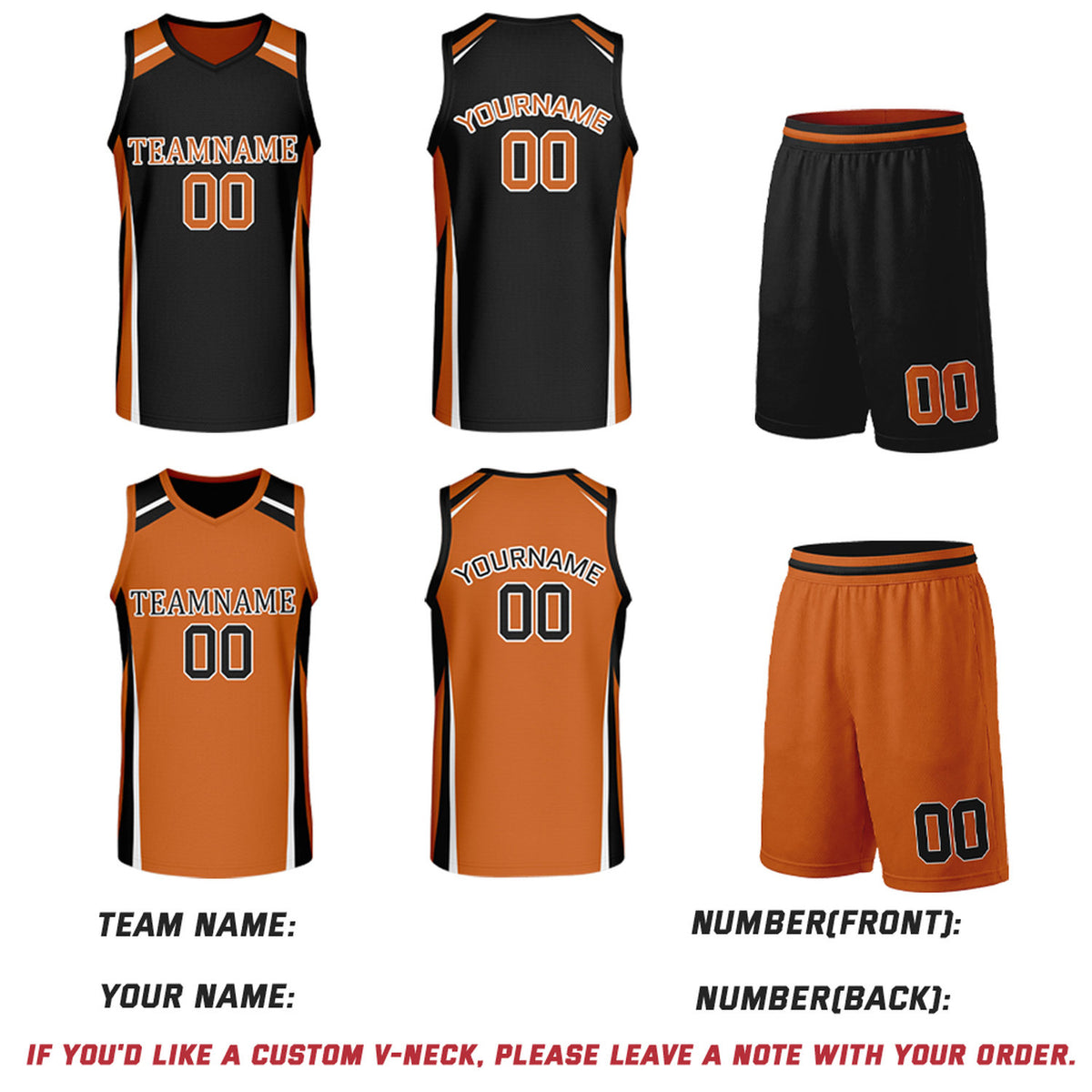 Custom Orange & Black Reversible Basketball Jerseys | Personalized Team Uniforms Set for Men Women