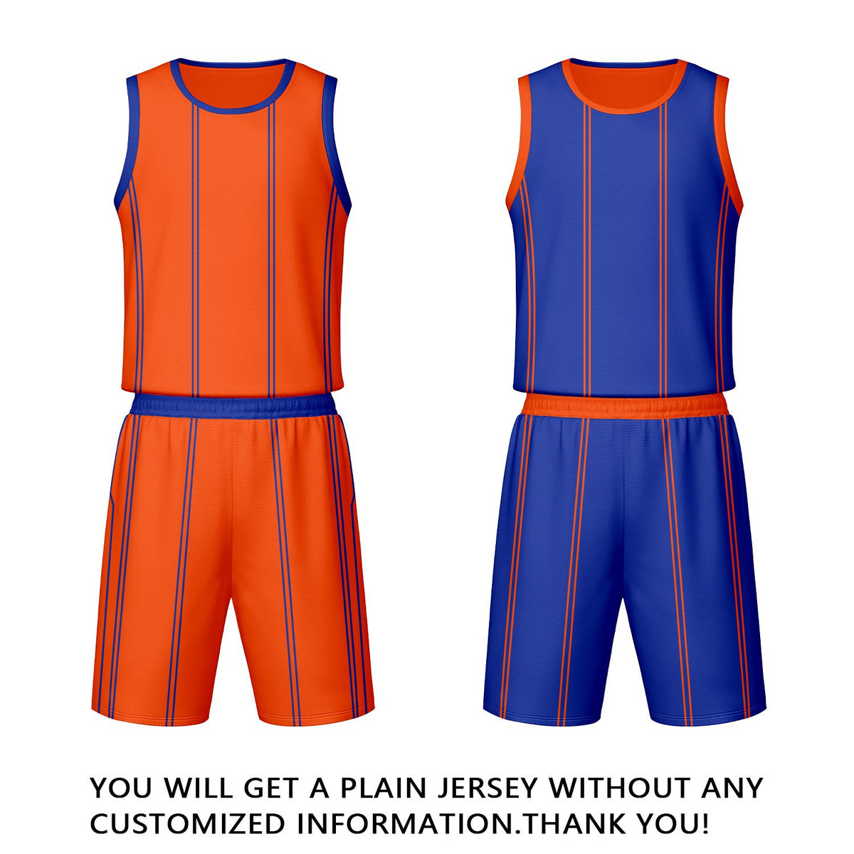 Custom Orange Blue Reversible Basketball Jersey Set | Personalized Name Number Mesh Sports Uniform