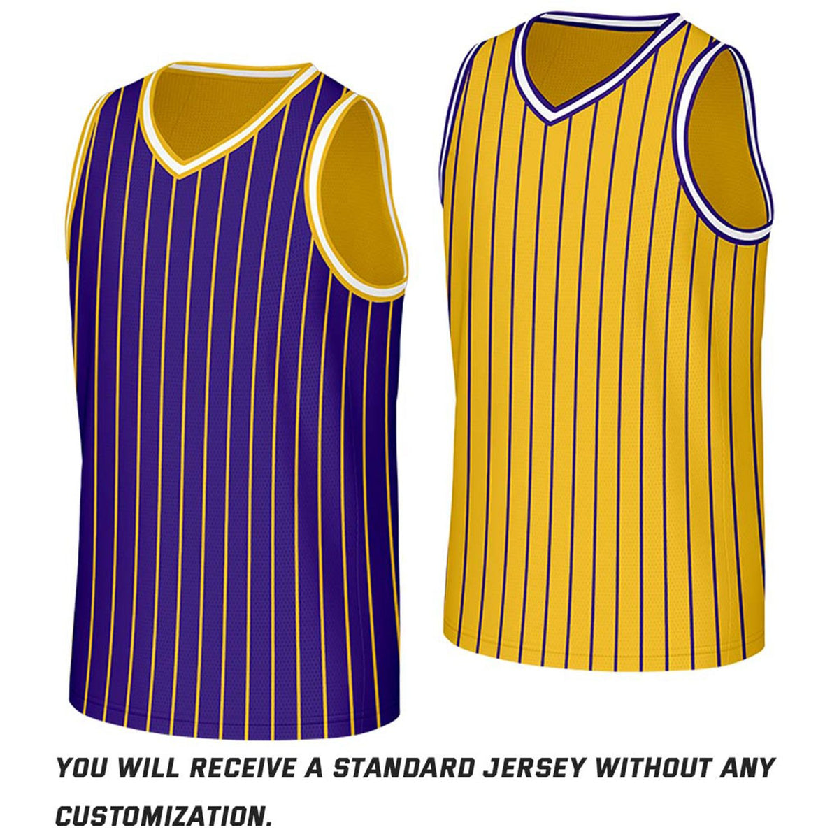 Custom Purple & Gold Pinstripe Reversible Basketball Jersey | Personalized Name Number Mesh Sports Jersey
