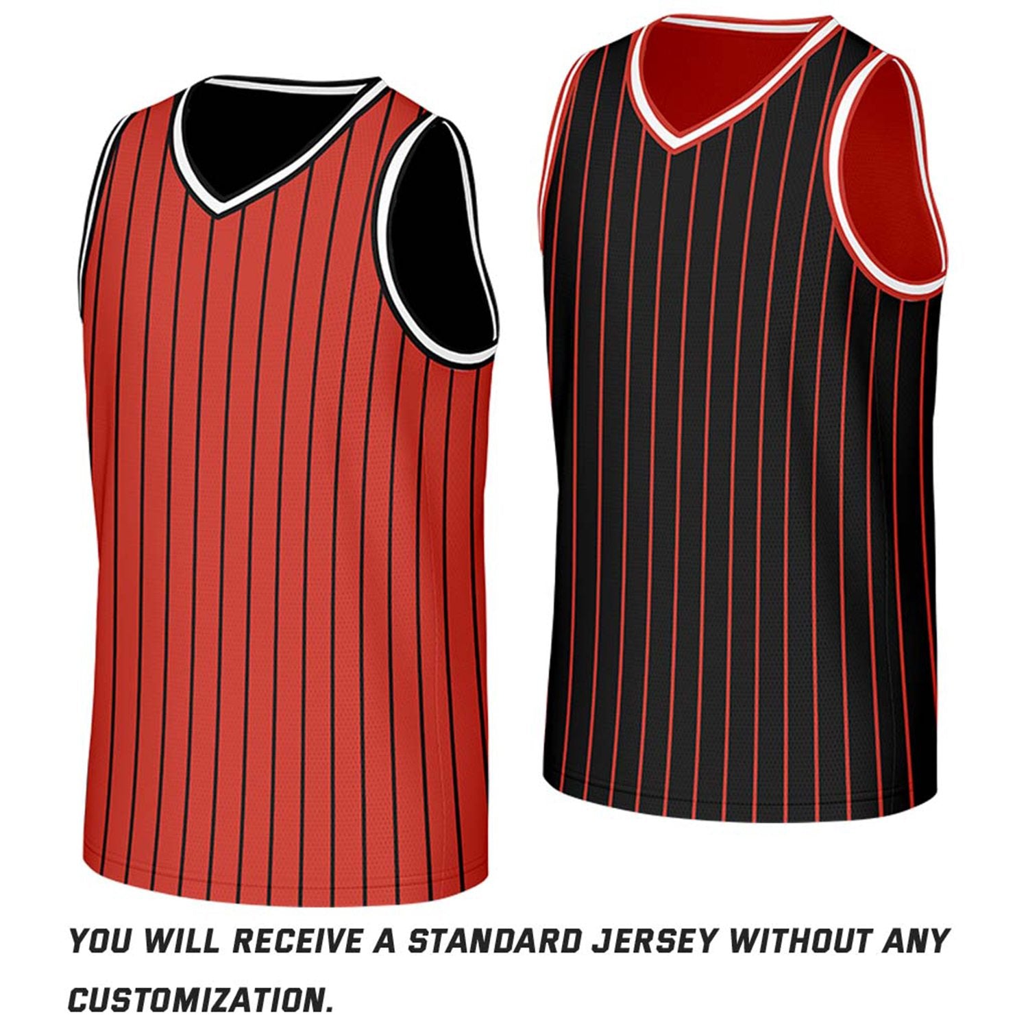 Custom Red & Black Pinstripe Reversible Basketball Jersey | Personalized Name Number Mesh Sports Jersey
