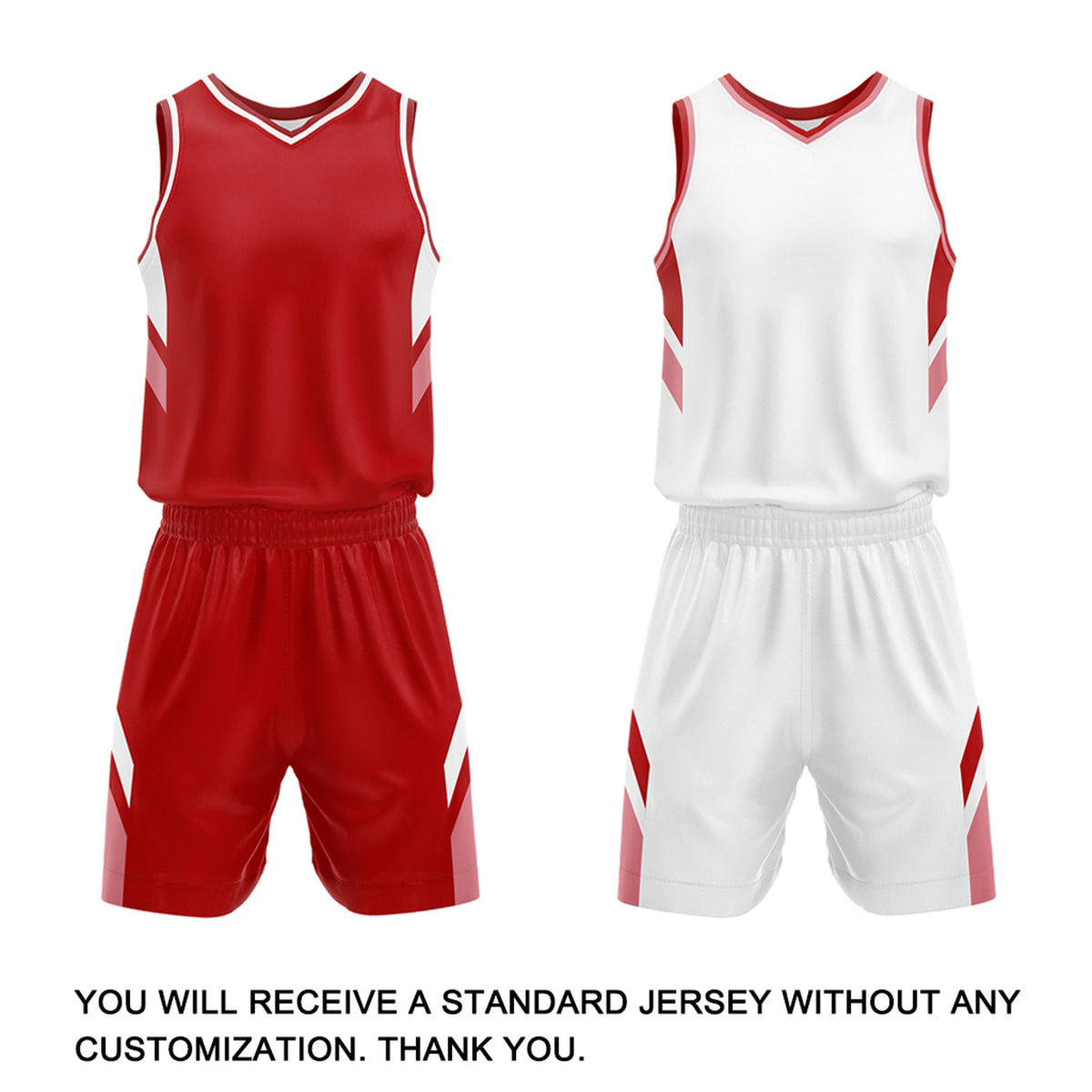 Custom Red & White Reversible Basketball Uniform Set | Personalized Name Number Jersey & Shorts for Adult & Youth