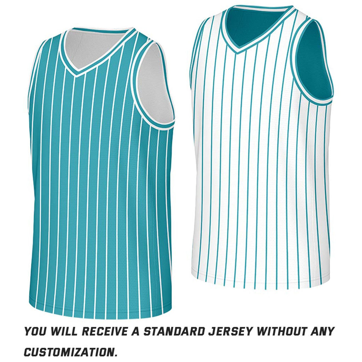 Custom Teal & White Pinstripe Reversible Basketball Jersey | Personalized Name Number Mesh Sports Jersey