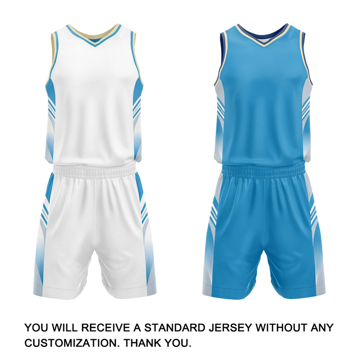 Custom White & Light Blue Reversible Basketball Uniform Set | Personalized Team Jersey Kit