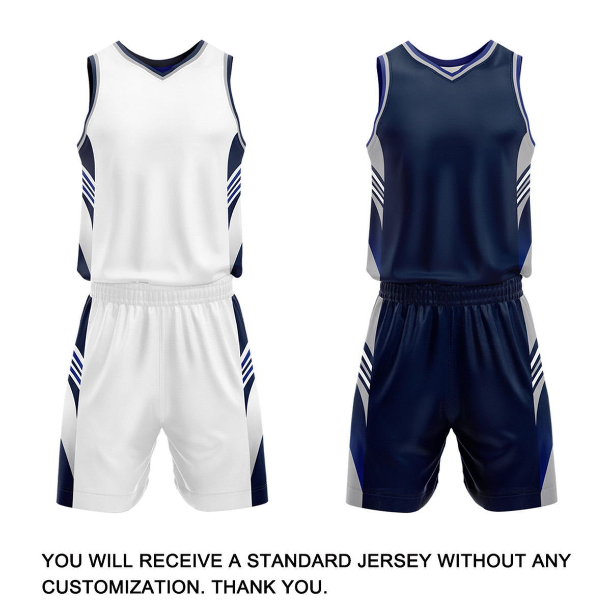 Custom White & Navy Reversible Basketball Uniform Set | Personalized Team Jersey Kit