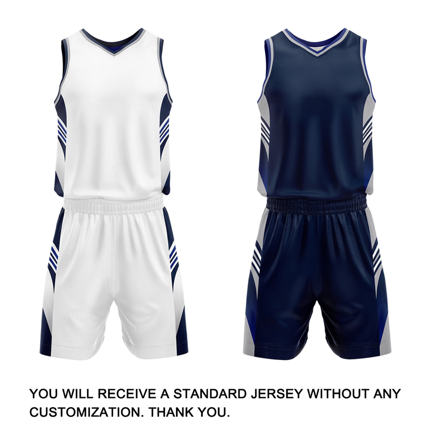Custom White & Navy Reversible Basketball Uniform Set | Personalized Team Jersey Kit