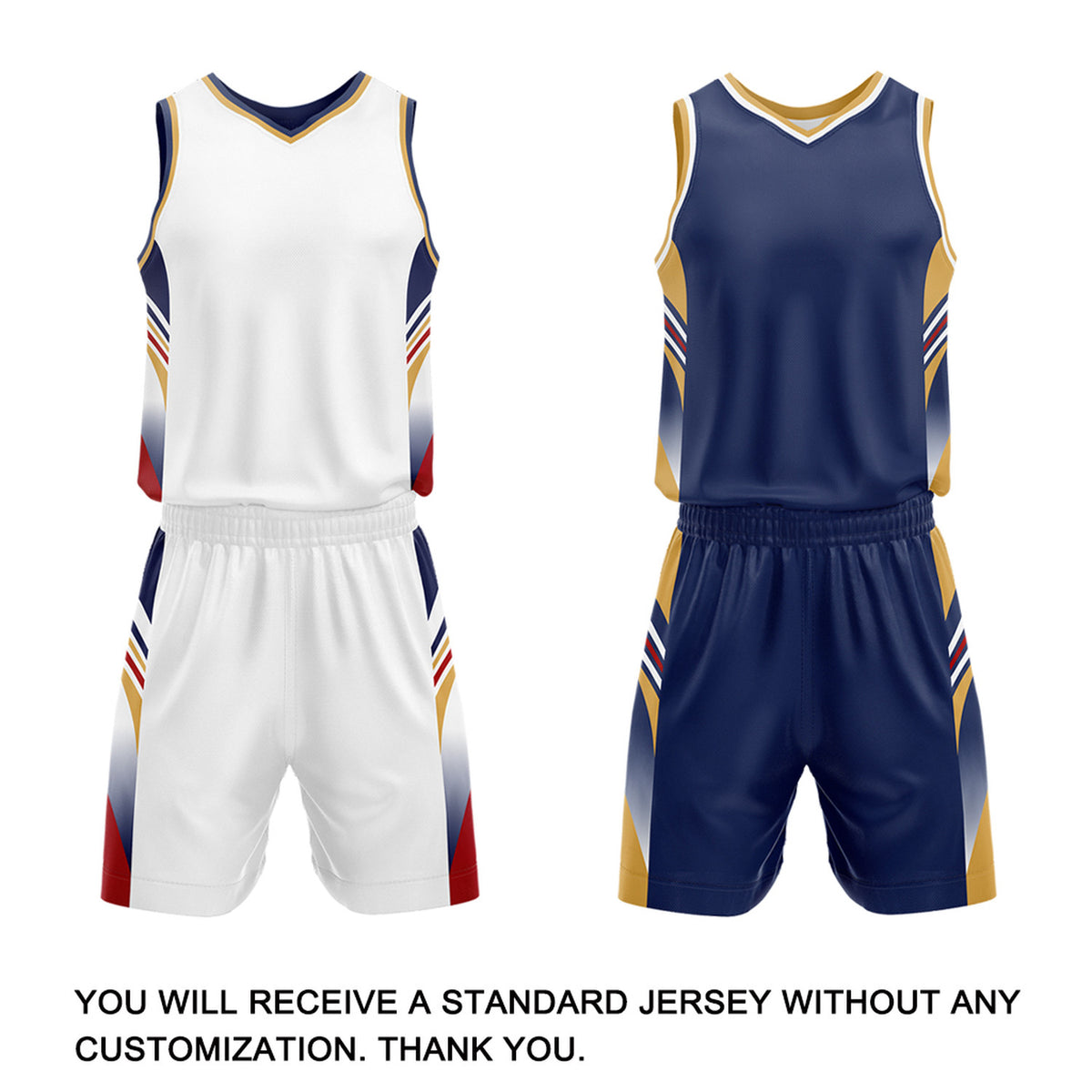 Custom White & Navy Reversible Basketball Uniform Set | Personalized Team Jersey Kit