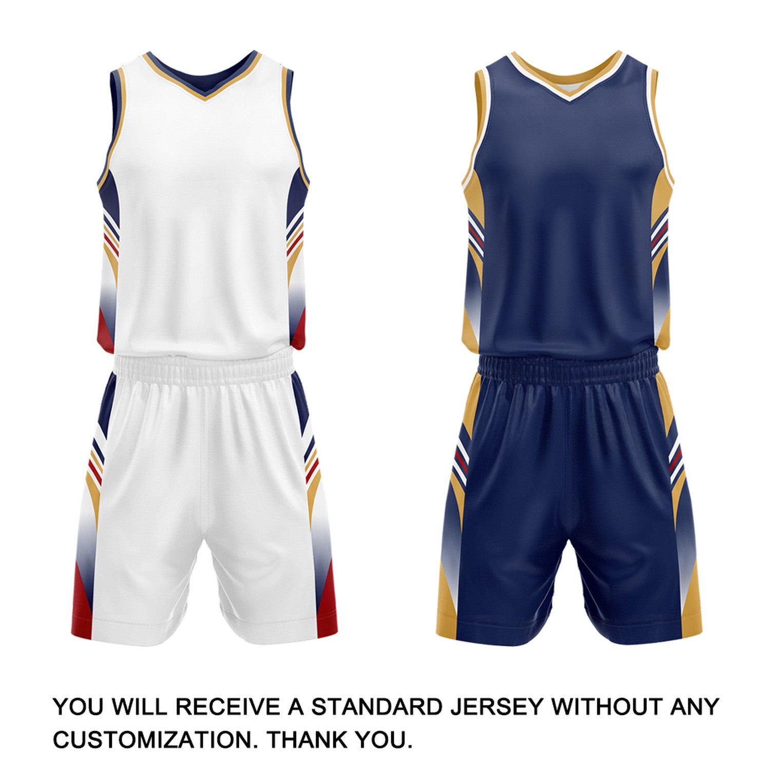 Custom White & Navy Reversible Basketball Uniform Set | Personalized Team Jersey Kit