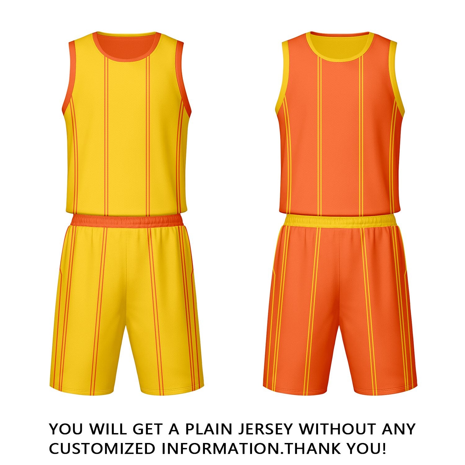Custom Yellow Orange Reversible Basketball Jersey Set | Personalized Name Number Mesh Sports Uniform