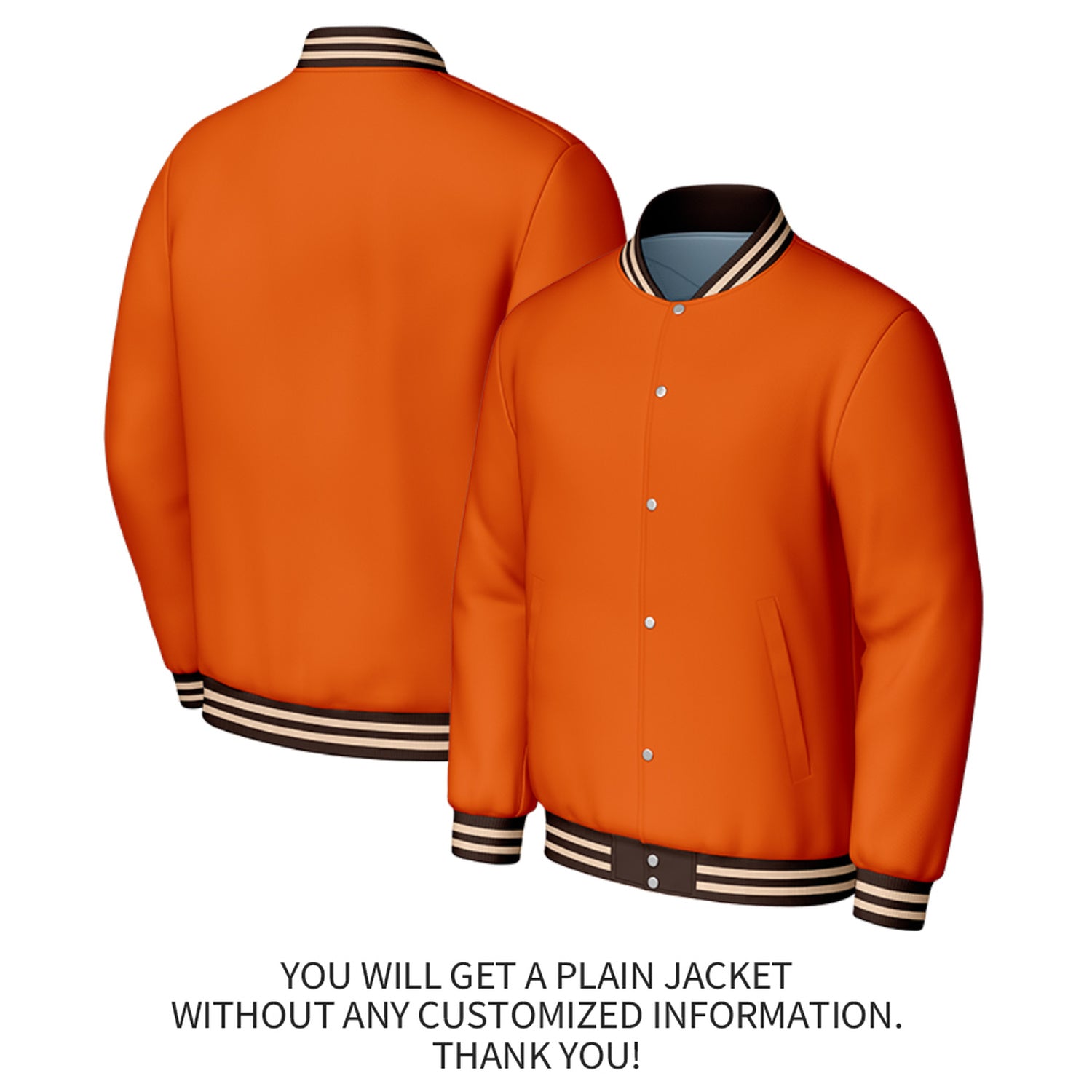 customized Orange Varsity Baseball Jacket | Personalized Jacket with Stitched Name & Number for Adult & Youth