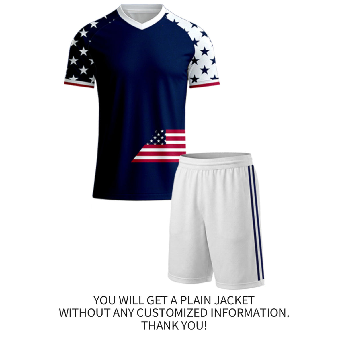 Custom Navy & Star Sleeve Flag Soccer Uniform Set for Youth & Adult Teams