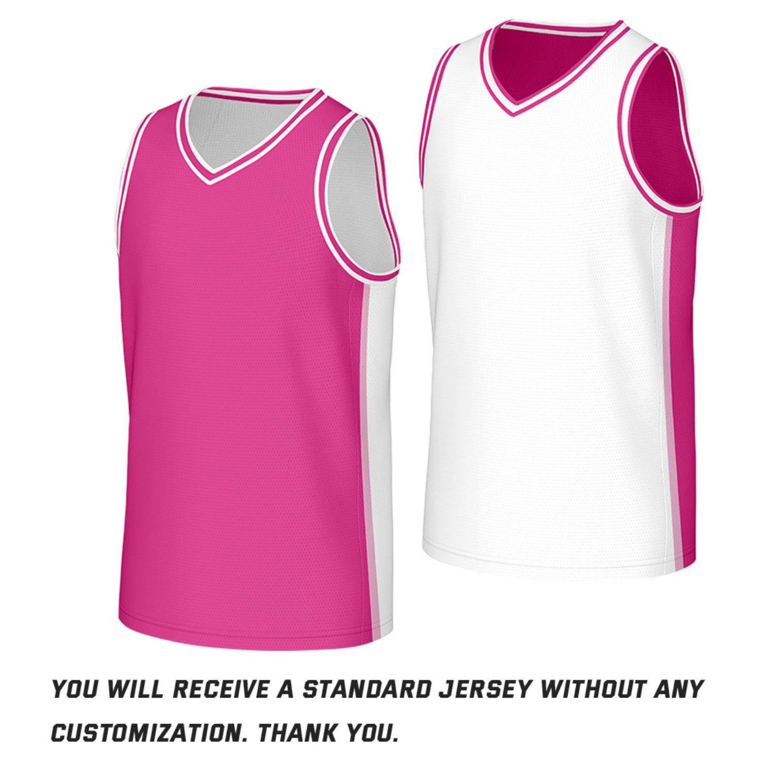 Custom Pink & White Double Sided Basketball Jersey | Personalized Team Jerseys with Name Number Logo