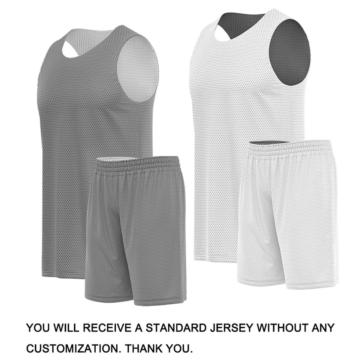 Custom Grey & White Reversible Basketball Uniform Set | Breathable Mesh Tank Top and Shorts