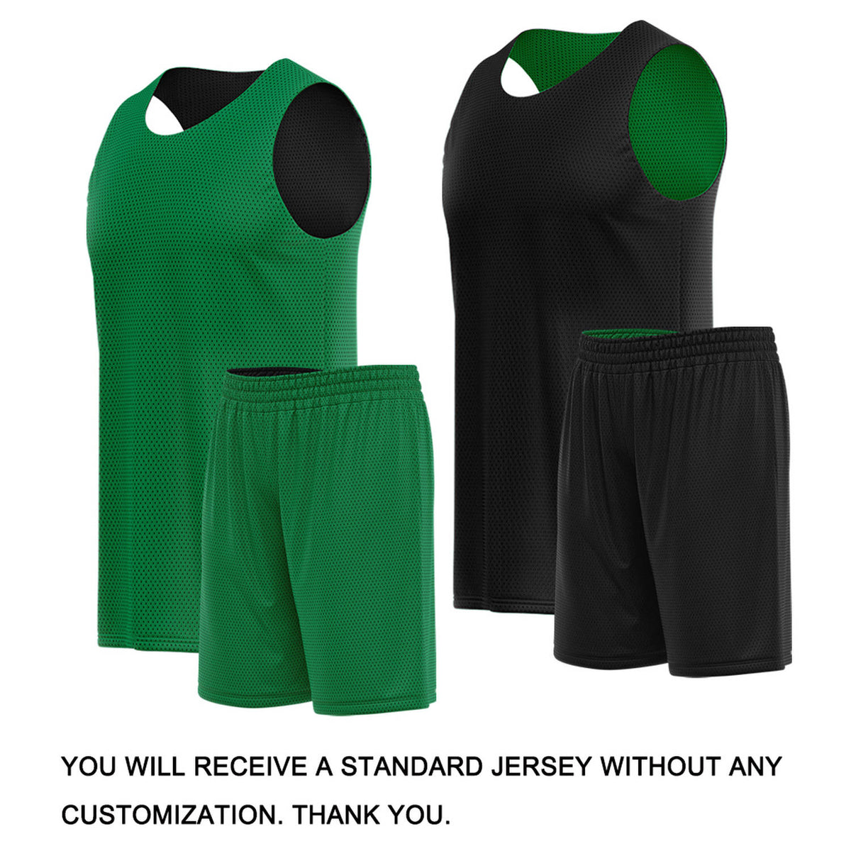 Custom Kelly Green & Black Reversible Basketball Uniform Set | Breathable Mesh Tank Top and Shorts