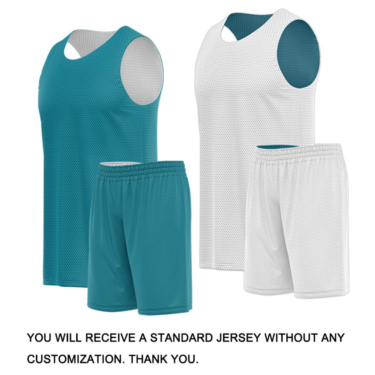 Custom Teal & White Double Sided Basketball Uniform Set | Breathable Mesh Tank Top and Shorts