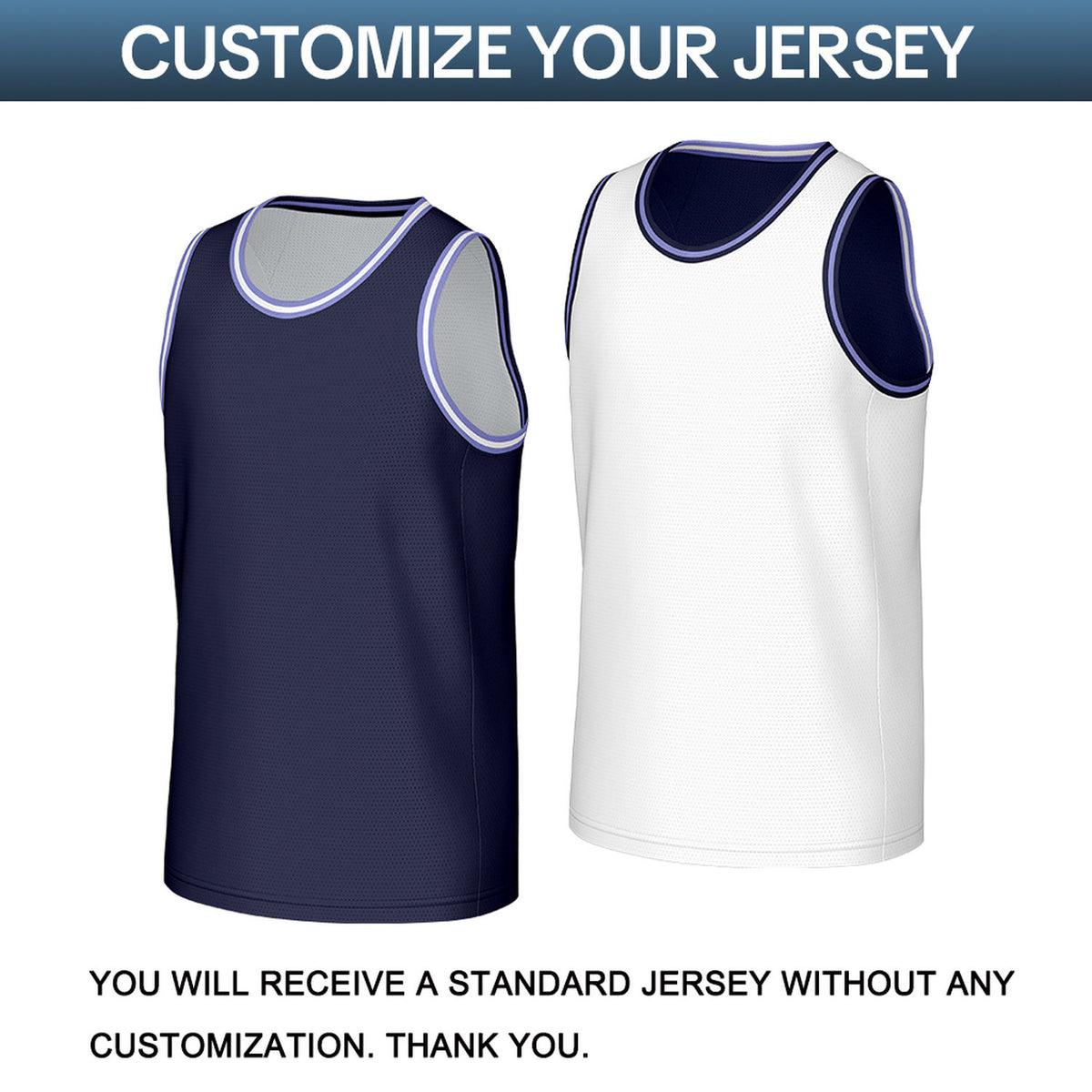 Custom Navy & White Reversible Basketball Jersey | Personalized Sleeveless Mesh Jersey for Men Women Youth