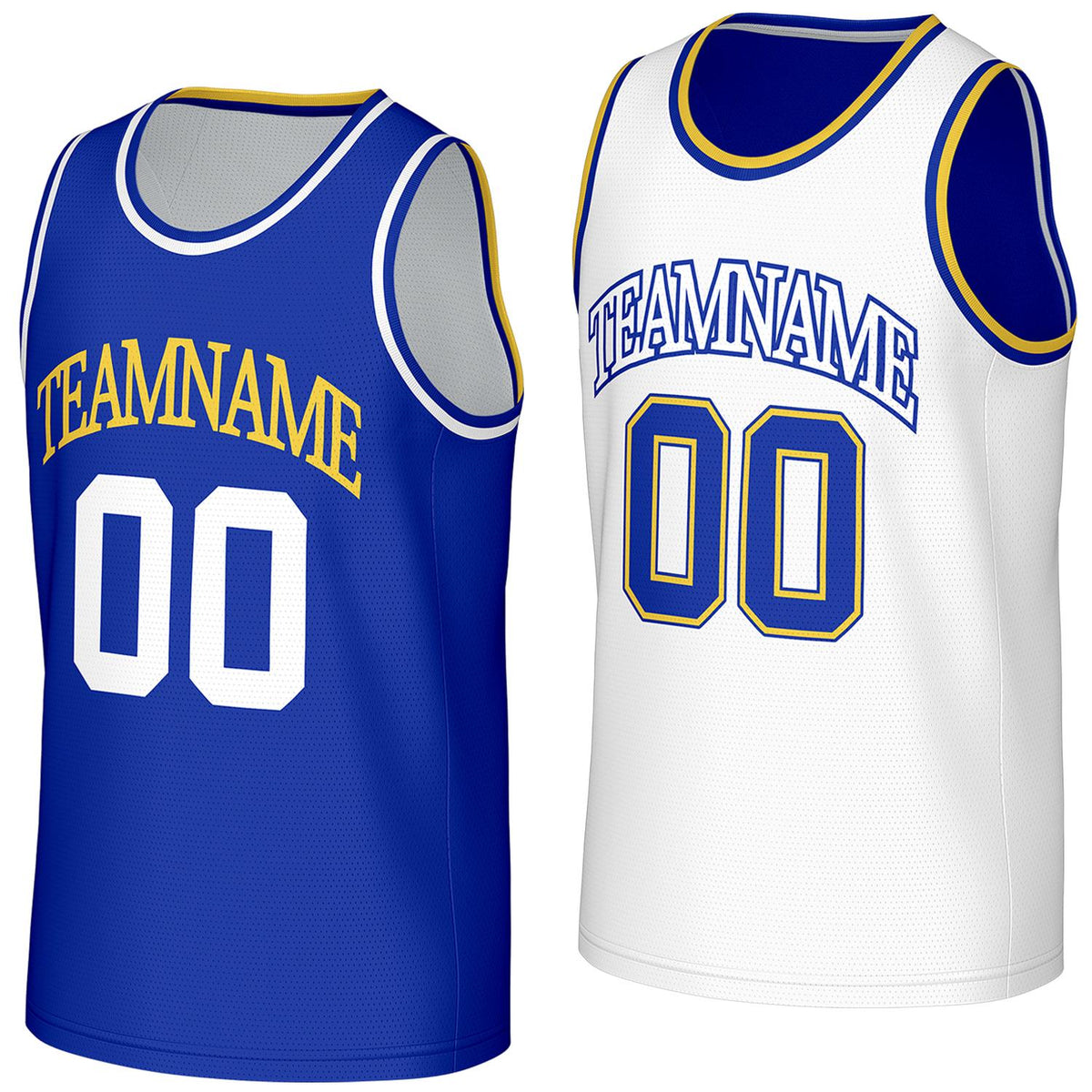 fast delivery team basketball jerseys blue white reversible by Vosoli, personalized team name, number & logo, breathable mesh dual sided basketball jersey for team games