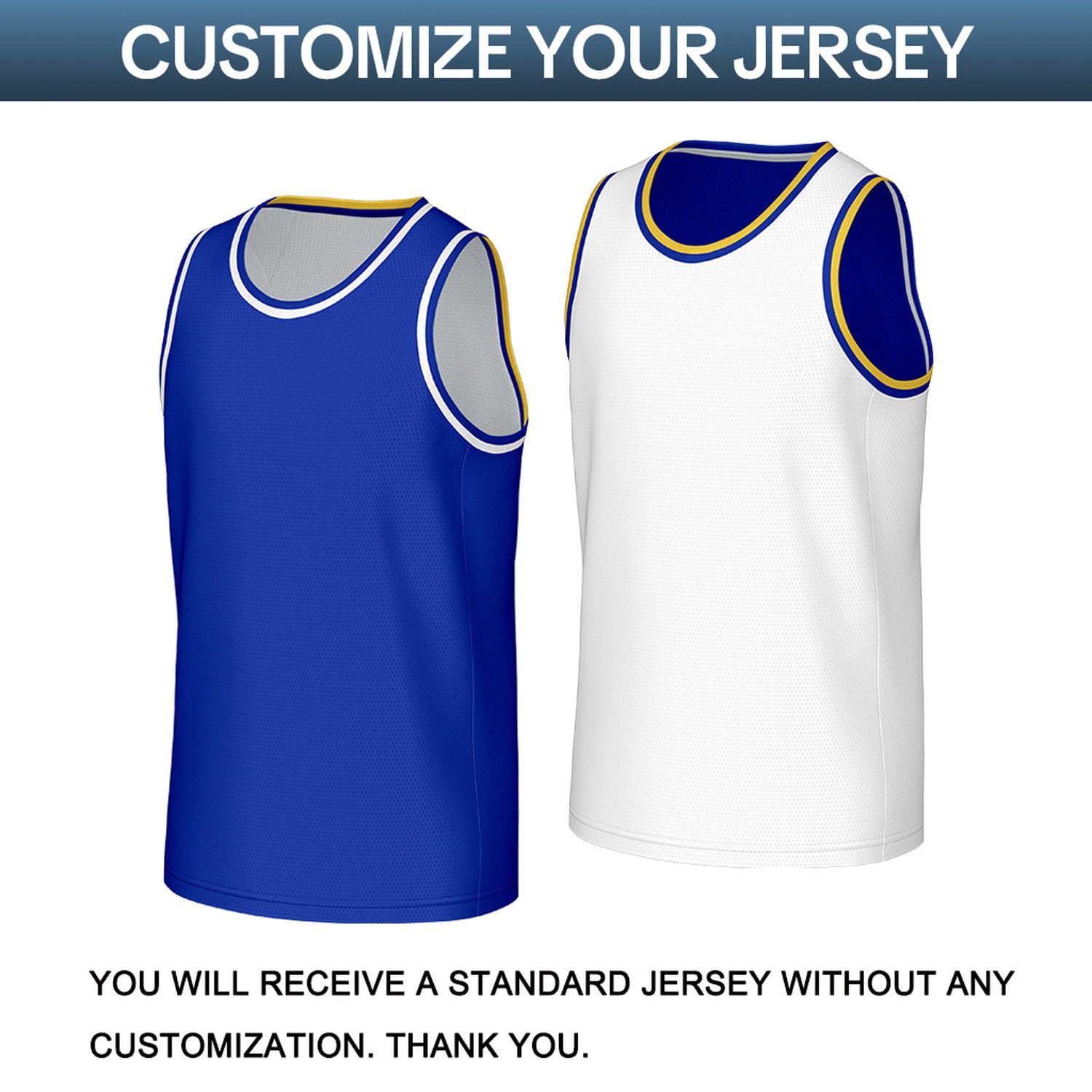 Custom Blue & White Reversible Basketball Jersey | Personalized Sleeveless Mesh Jersey for Men Women Youth