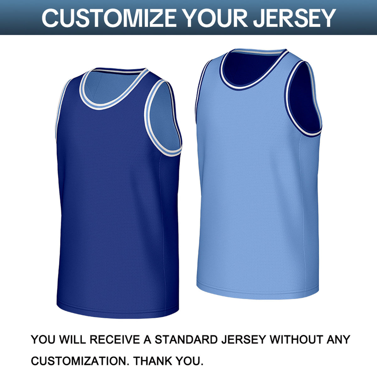 Custom Dark Blue & Light Blue Reversible Basketball Jersey | Personalized Sleeveless Mesh Jersey for Men Women Youth