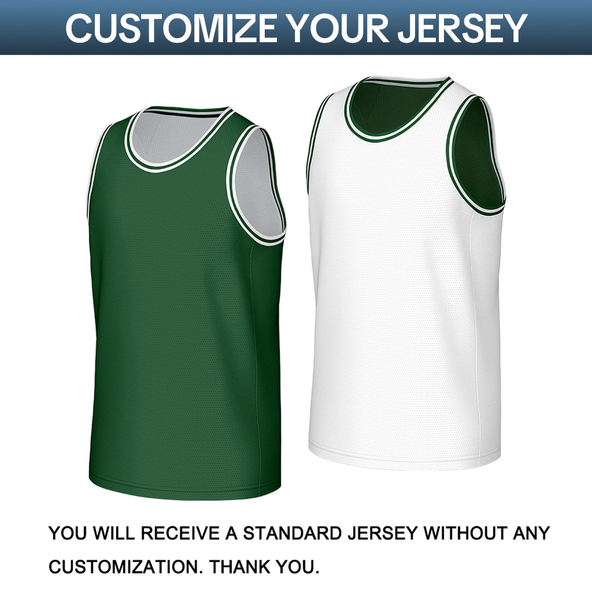 Custom Green & White Reversible Basketball Jersey | Personalized Sleeveless Mesh Jersey for Men Women Youth