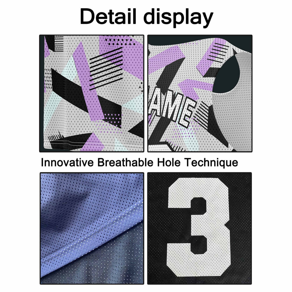 Custom Gray, Black, Lavender & Aqua Abstract Pattern Basketball Jersey - Personalized Team Name, Number & LOGO | Vosoli