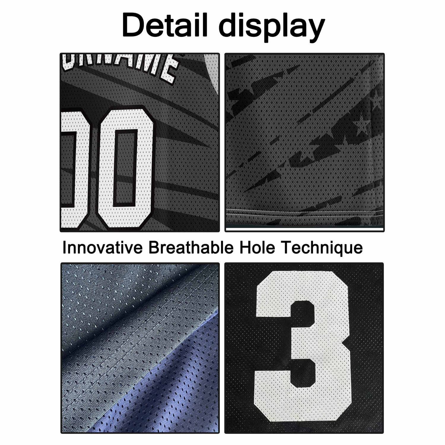Custom Multi-Gray & Black Star-Stripe Pattern Basketball Jersey - Personalized Team Name, Number & LOGO | Vosoli