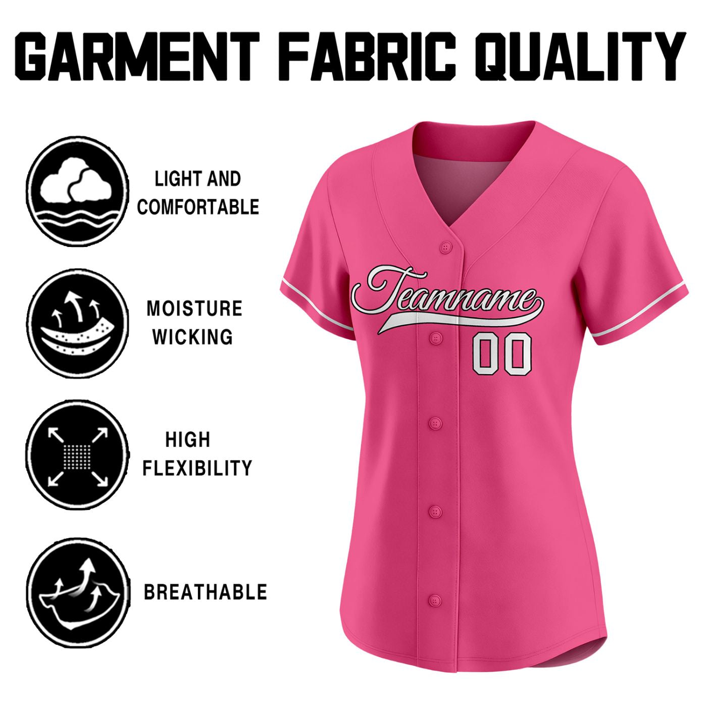 Custom Women's Baseball Jersey - Hot Pink Button Down Softball Shirt