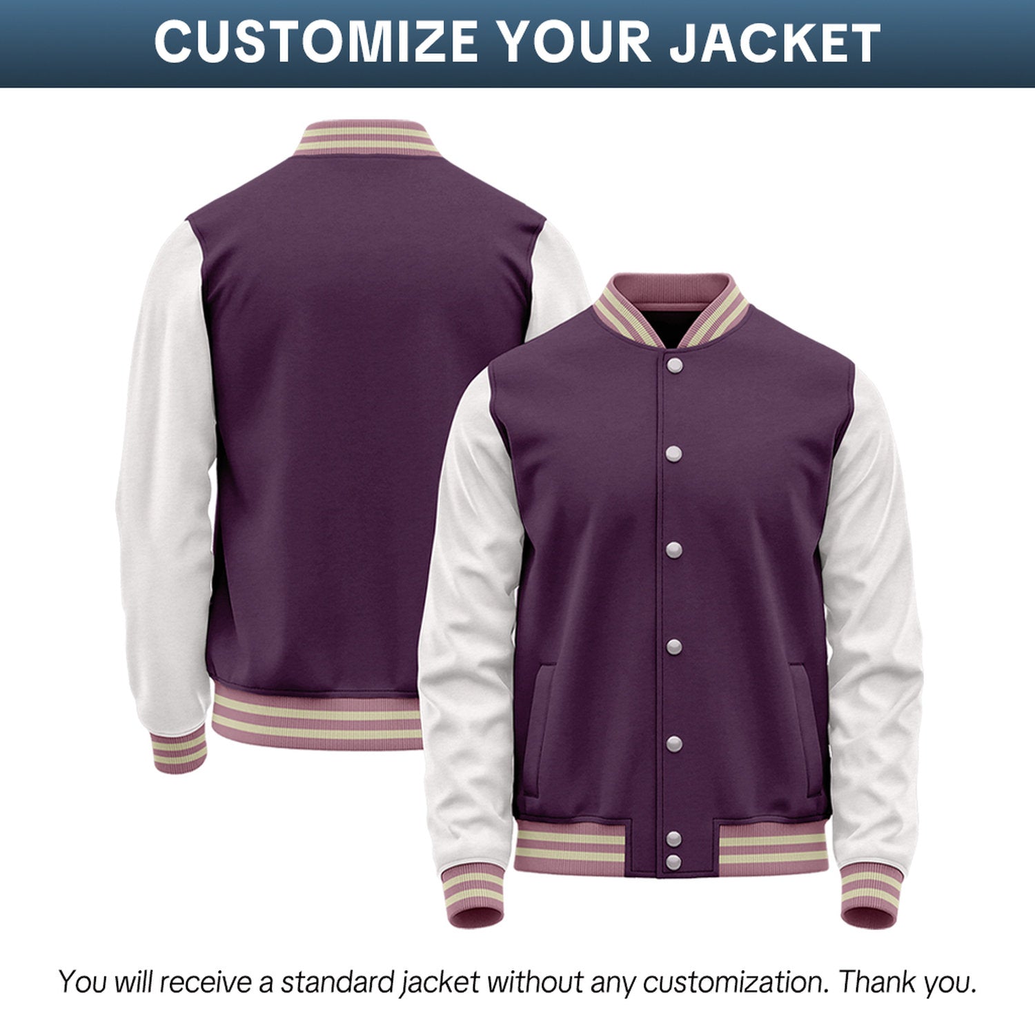 Custom Dark Purple & White Two-Tone Varsity Jacket | Personalized Baseball Bomber with Name, Number & Logo